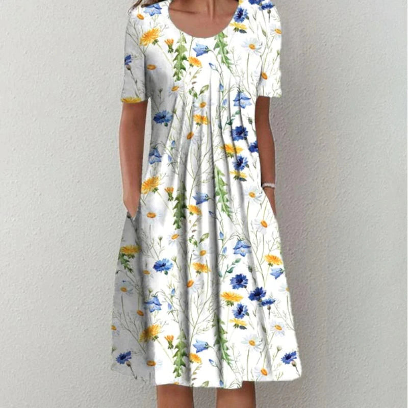 Stylish and Casual Floral Dress with Pockets
