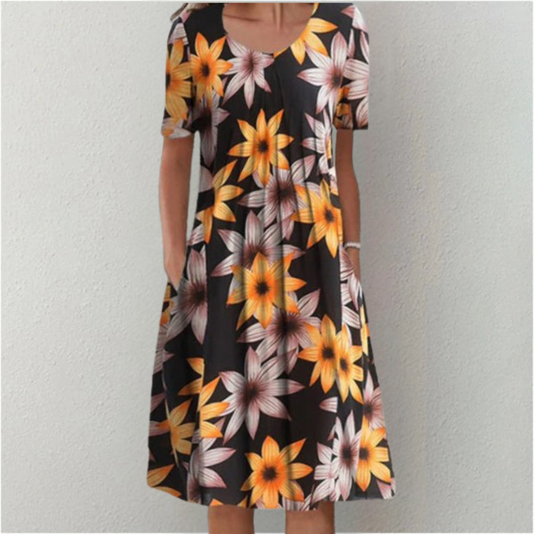 Stylish and Casual Floral Dress with Pockets