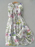Dahlia - Summer Floral A-Line Dress with Waist Ties