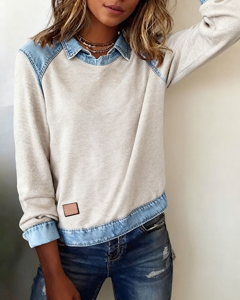 Fashionable Blouse with Lapel and Long Sleeves