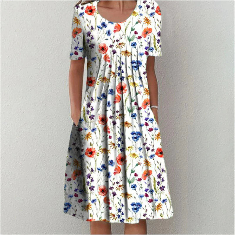 Stylish and Casual Floral Dress with Pockets