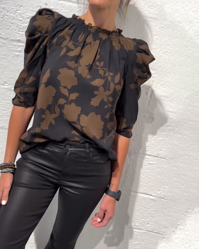 Puff Sleeve Ruffled Blouse
