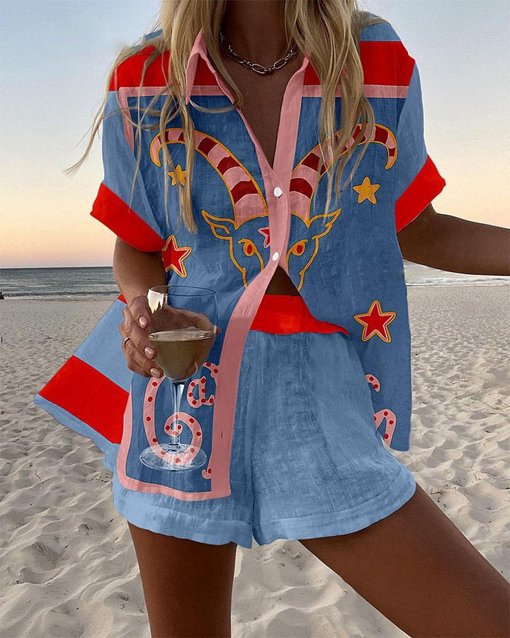 Linen Set | Goat Print