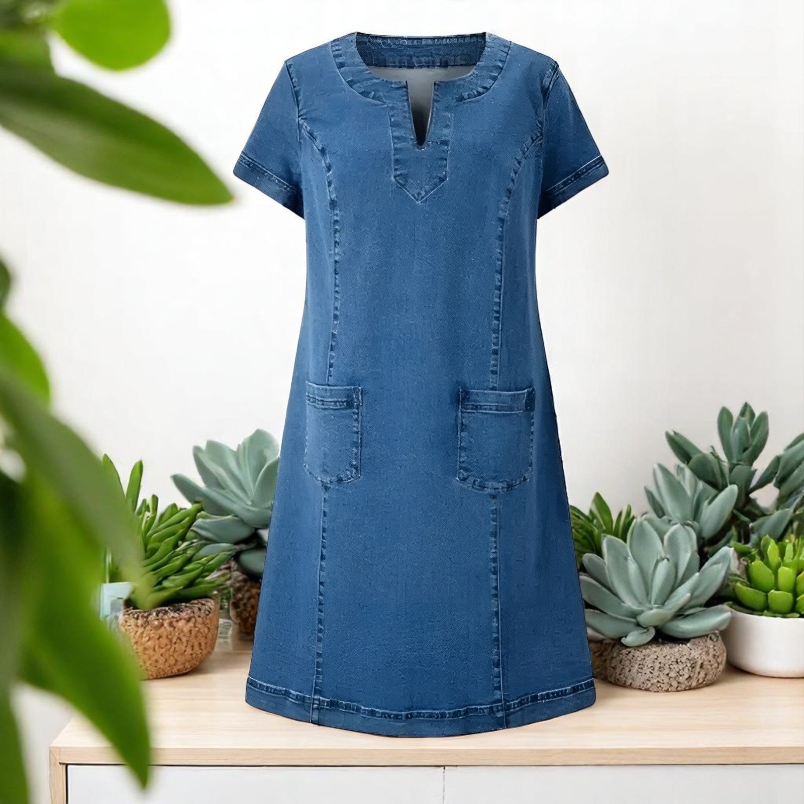 Julie | Robe en Denim Douce avec Poches Avant