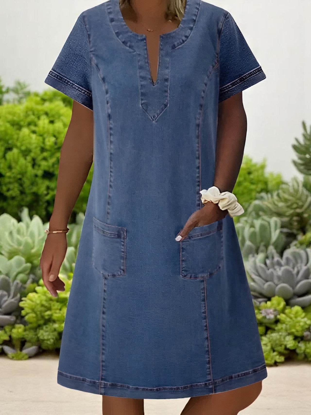 Julie | Robe en Denim Douce avec Poches Avant