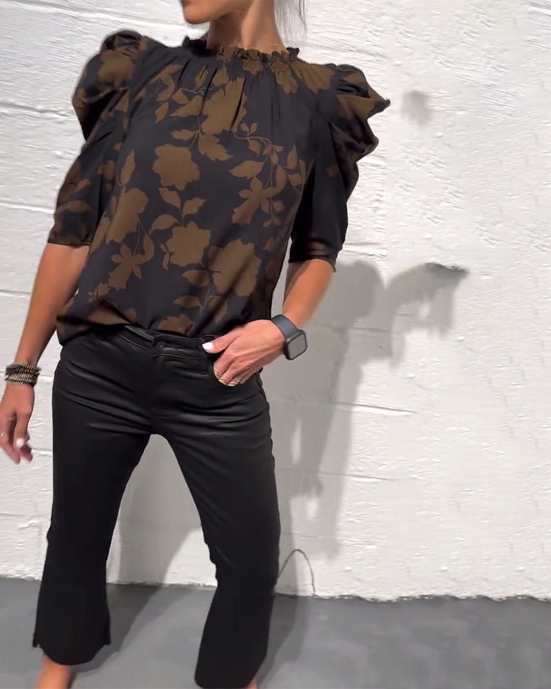 Puff Sleeve Ruffled Blouse